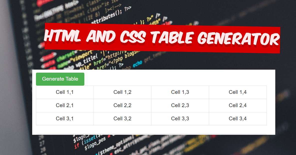 free online HTML and CSS Table Generator